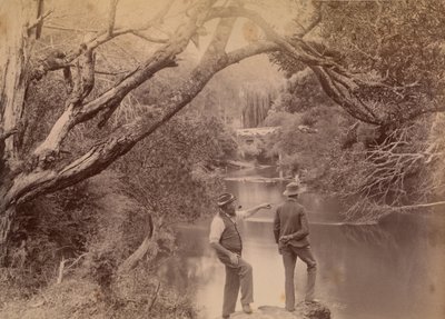 Two Men by the Yarra River by Archibald James Campbell